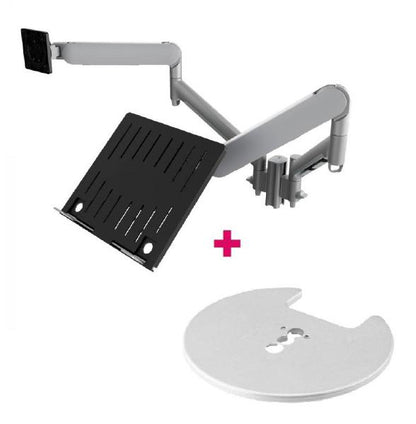 Atdec AWMS-2-ND13 Laptop-Monitor Combo Mount on 135mm Post. Max Load: 8kg,  Grommet Clamp Desk Fixing, VESA up to 100x100. Silver