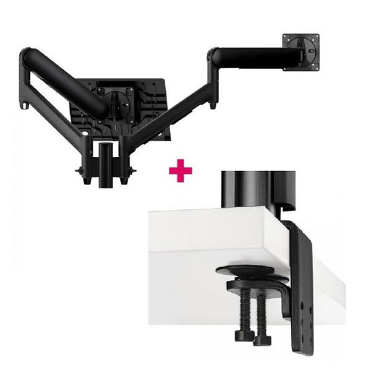Atdec AWMS-2-ND13 Laptop-Monitor Combo Mount on 135mm Post. Max Load: 8kg,  Heavy Duty F-Clamp Desk Fixing, VESA up to 100x100. Black
