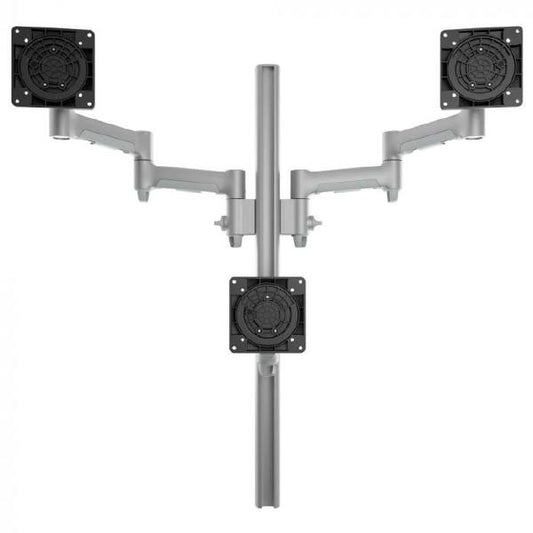 Atdec AWMS-3-TH467 Triple Monitor "Stack" Desk Mount and Heavy-Duty F Clamp Desk Fixing, Silver...