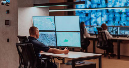 Atdec AWMS-4-4675 Quad 460mm Monitor Arms on 750mm Post. 12kg Flat Screens, 10kg Curved Screens, Heavy-Duty F Clamp Desk Fixing, Silver