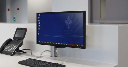 Atdec AWMS-4640 Single 460mm Monitor Arm + 400mm Post / 12kg (26.5lb) Flat Screen, 10kg (22lb) Curved Screen + C Clamp Desk Fixing, Silver