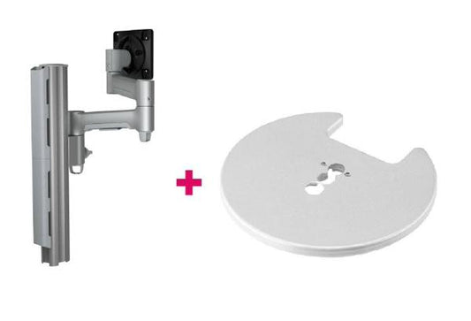 Atdec AWMS-4640 Single 460mm Monitor Arm + 400mm Post / 12kg (26.5lb) Flat Screen, 10kg (22lb) Curved Screen + Grommet Clamp Desk Fixing, Silver