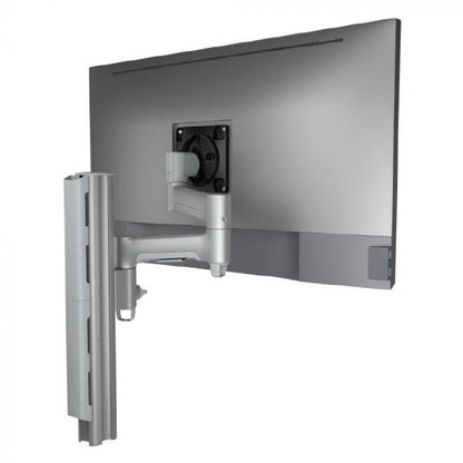 Atdec AWMS-4640 Single 460mm Monitor Arm + 400mm Post / 12kg (26.5lb) Flat Screen, 10kg (22lb) Curved Screen + Heavy-Duty F Clamp Desk Fixing, Silver