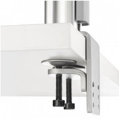 Atdec AWMS-4640 Single 460mm Monitor Arm + 400mm Post / 12kg (26.5lb) Flat Screen, 10kg (22lb) Curved Screen + Heavy-Duty F Clamp Desk Fixing, Silver