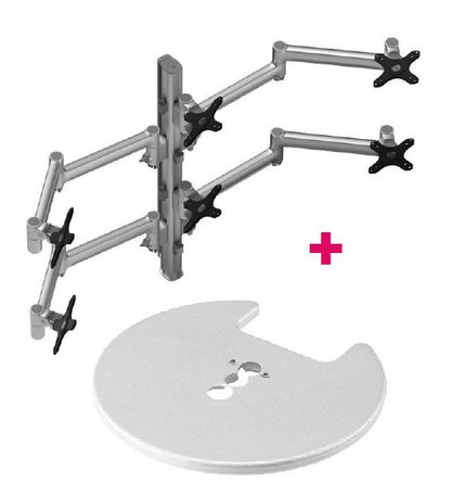 Atdec AWMS-6-13717 Hex Monitor Mount + 750mm Post / 12kg (26.5lb) Flat Screens, 10kg (22lb) Curved Screens + Grommet Clamp Desk Fixing, Silver