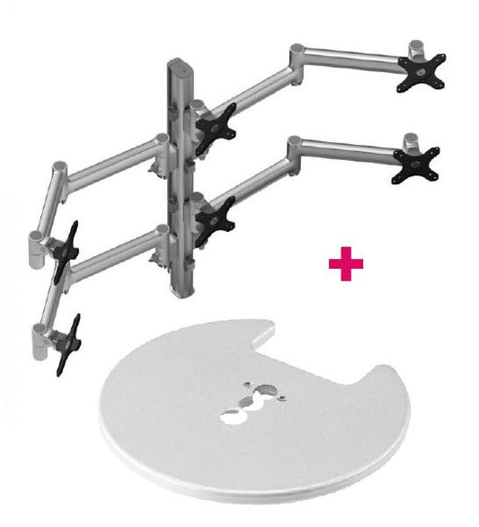 Atdec AWMS-6-13717 Hex Monitor Mount + 750mm Post / 12kg (26.5lb) Flat Screens, 10kg (22lb) Curved Screens + Grommet Clamp Desk Fixing, Silver