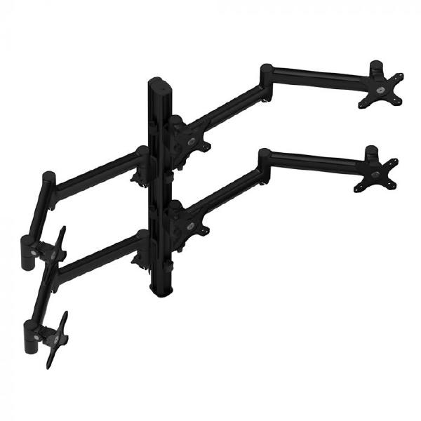 Atdec AWMS-6-13717 Hex Monitor Mount + 750mm Post / 12kg (26.5lb) Flat Screens, 10kg (22lb) Curved Screens + Heavy-Duty F Clamp Desk Fixing, Black
