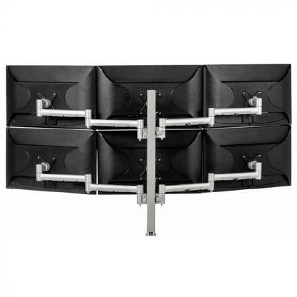 Atdec AWMS-6-13717 Hex Monitor Mount + 750mm Post / 12kg (26.5lb) Flat Screens, 10kg (22lb) Curved Screens + Heavy-Duty F Clamp Desk Fixing, Silver