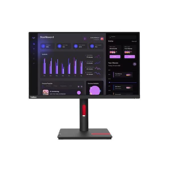 LENOVO ThinkVision T24I-30 23.8'/24' 60Hz FHD Monitor 1920x1080 16:9 Anti-Glare Height Adjustable Titl Swivel Pivot 4xUSB3.2 Hub VGA DP HDMI Audio 3yr