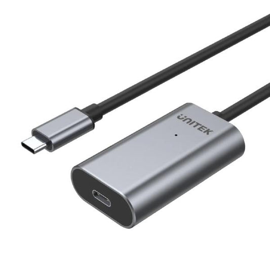 Unitek 5M USB Type-C Active Extension Cable, Grey, Unitek Gift Box - Display Accessories