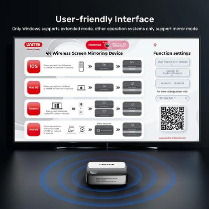 Unitek Wireless 4K Screen Mirroring - Casting Device 60Hz, For Android OS, Windows OS, iOS and Ma... - Image 5