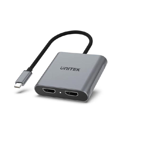 Unitek USB-C to Dual HDMI 4K Adapter, 60Hz with MST for Windows Devices, Grey - Display Accessories