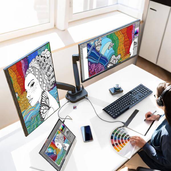 J5create JTSA302 Gas Dual-Monitor Mount with Docking Station - Monitors - Mounts - Image 5