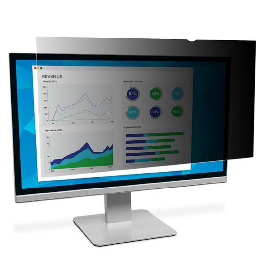 3M Privacy Filter, 20", 16:9, Monitor, Anti-Glare, Blue Light Reduction, For Raised Bezel, Matte-to-Gloss, Adhesive Strips