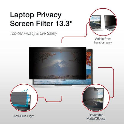 Shintaro Privacy Screen Filter 13.3" for Laptop with Adhesive Strips, 16:9, Anti-glare & Blue Light Filter