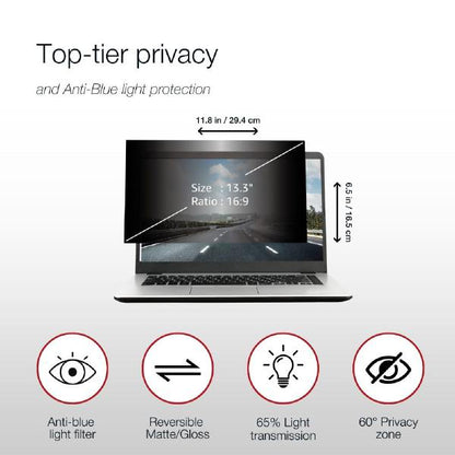 Shintaro Privacy Screen Filter 13.3" for Laptop with Adhesive Strips, 16:9, Anti-glare & Blue Light Filter