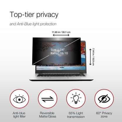 Shintaro Privacy Screen Filter 14" for Laptop with Adhesive Strips, 16:10, Anti-glare & Blue Ligh... - Image 2
