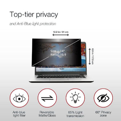 Shintaro Privacy Screen Filter 14" for Laptop with Adhesive Strips, 16:9, Anti-glare & Blue Light... - Image 4