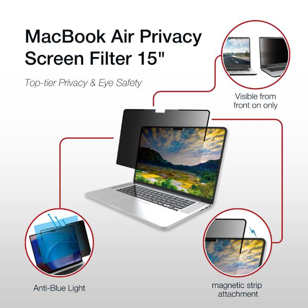 Shintaro Privacy Screen Filter 15" for MacBookAir with Magnetic Strips, Anti-glare & Blue Light F... - Image 2