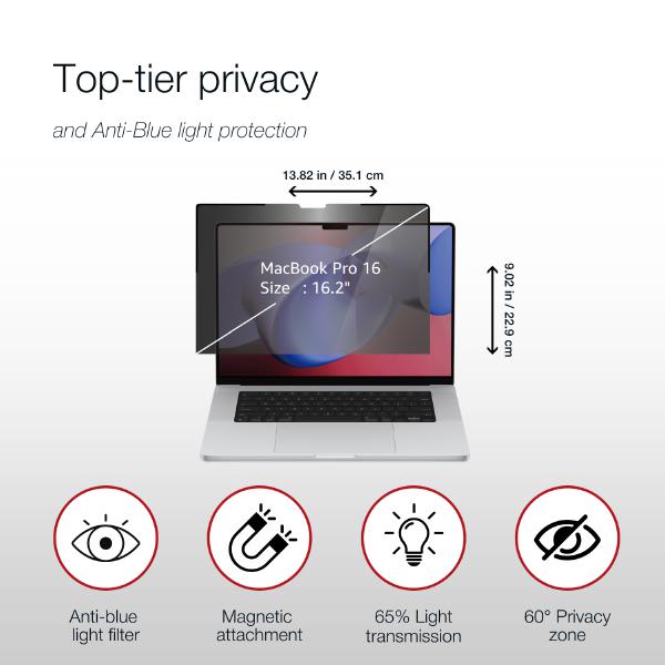 Shintaro Privacy Screen Filter 16.2" for MacBookPro with Magnetic Strips, Anti-glare & Blue Light... - Image 4