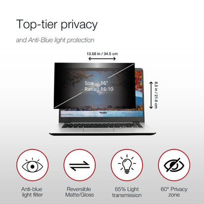 Shintaro Privacy Screen Filter 16" for Laptop with Adhesive Strips, 16:10, Anti-glare & Blue Ligh... - Image 4