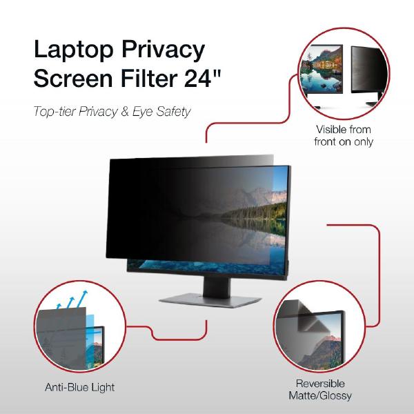 Shintaro Privacy Screen Filter 24" for Monitor with Adhesive Strips, 16:9, Anti-glare & Blue Ligh... - Image 2