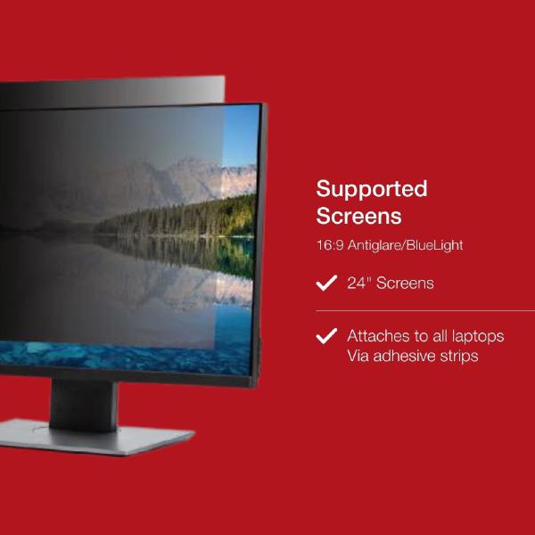 Shintaro Privacy Screen Filter 24" for Monitor with Adhesive Strips, 16:9, Anti-glare & Blue Ligh... - Image 3