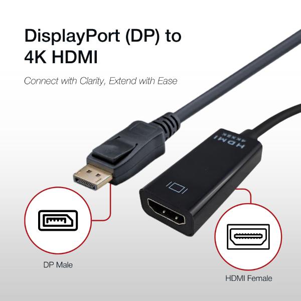 Shintaro DisplayPort (DP) to 4K HDMI Adapter for PCs and Notebooks - Connect to Monitors, HD TVs,... - Image 3