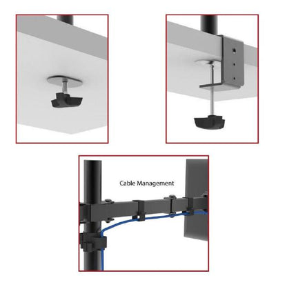 Shintaro Dual Monitor Mount for 10"-27" Screen, Articulated Arms, F-Clamp & Bolt, 360 Rotation, 1... - Image 3