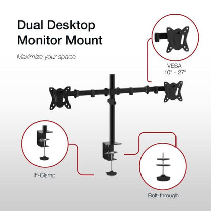 Shintaro Dual Monitor Mount for 10"-27" Screen, Articulated Arms, F-Clamp & Bolt, 360 Rotation, 1... - Image 5