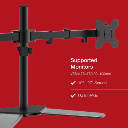 Shintaro Dual Monitor Mount for 10''-27'' Screen, Articulated Arms, Freestanding, 360 Rotation, 1... - Image 2