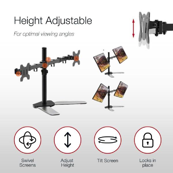 Shintaro Dual Monitor Mount for 10''-27'' Screen, Articulated Arms, Freestanding, 360 Rotation, 1... - Image 3