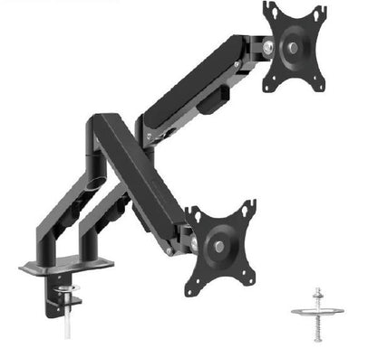 Shintaro Dual Monitor Mount for Up to 27" Screen, Gas Spring Arms, C-Clamp & Bolt, Tilt, 9kgs Max...