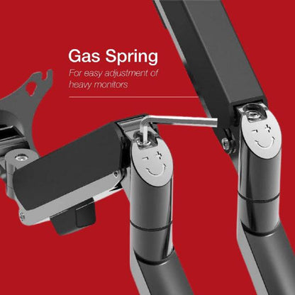 Shintaro Dual Monitor Mount for Up to 27" Screen, Gas Spring Arms, C-Clamp & Bolt, Tilt, 9kgs Max... - Image 2