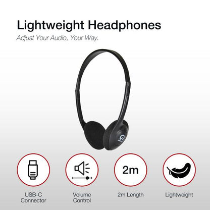 Shintaro USB-C Lightweight Headphones with Volume Control, Flexible Headband, 2m Cord, Ideal for... - Image 4