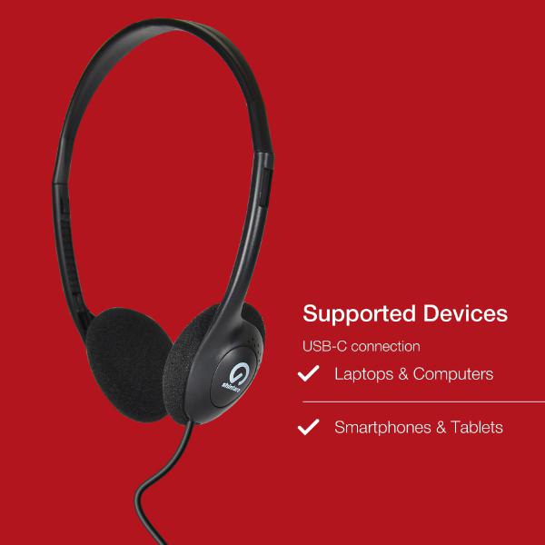 Shintaro USB-C Lightweight Headphones with Volume Control, Flexible Headband, 2m Cord, Ideal for... - Image 5
