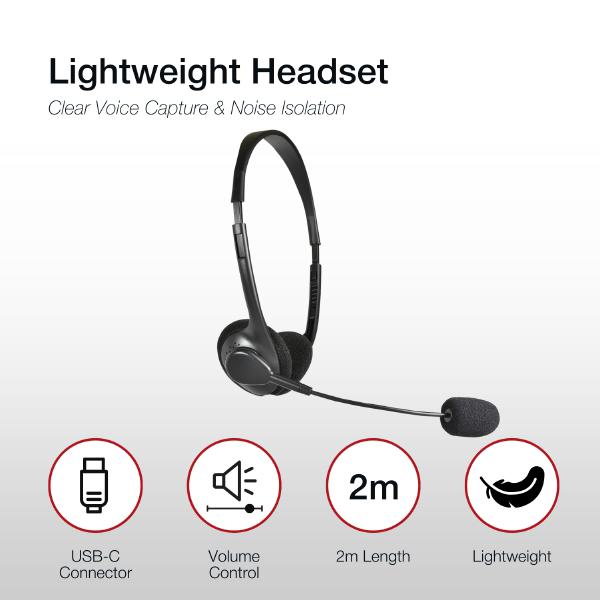 Shintaro USB-C Lightweight Headset with Microphone, Inline Volume Control, Adjustable Arm, Ideal... - Image 4