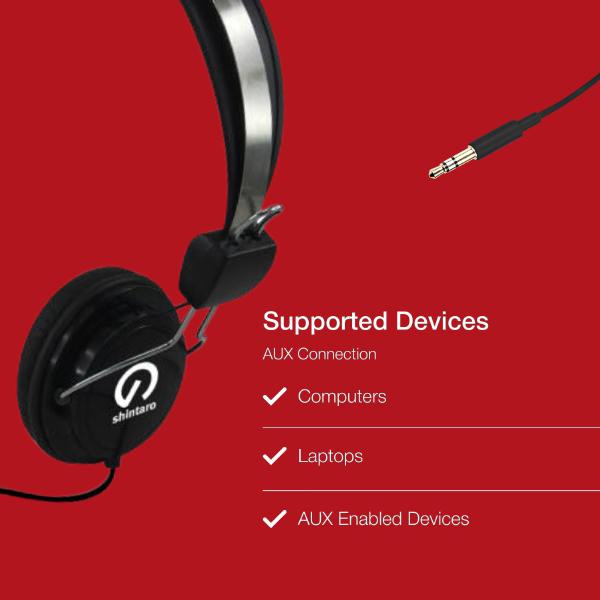 Shintaro Stereo Headset with Inline Noise-Cancelling Microphone, Single Combo 3.5mm Jack, Adjustable Headband, Volume Control