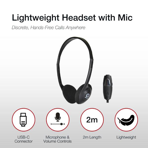 Shintaro USB-C Lightweight Headset w/ Inline Microphone, Adjustable Headband and In-line Volume C... - Image 4