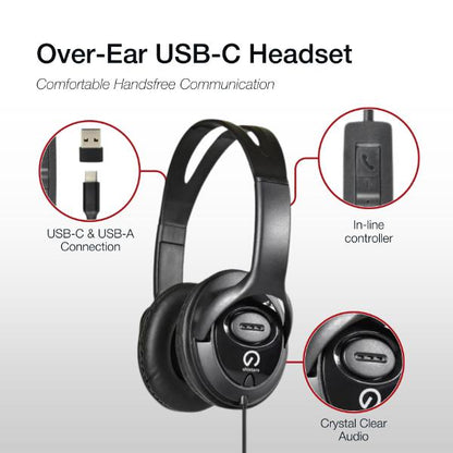 Shintaro USB-C Over-Ear Headset w/ In-Line Mic, Volume Control, USB-C to USB-A Adapter, 40mm Driv... - Image 2