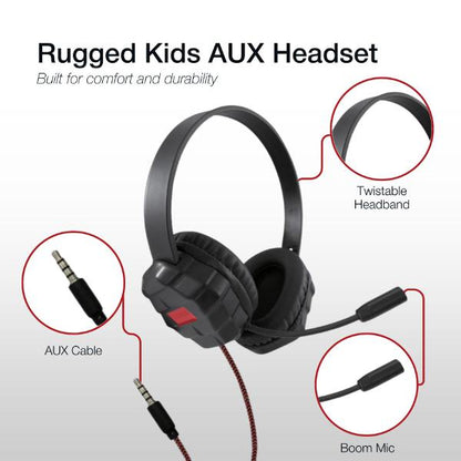 Shintaro Rugged Kids Headsets with Boom Mic, Twistable Headband, and Single Combo 3.5mm Jack - Compatible with Smartphones, Tablets, and PC
