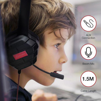Shintaro Rugged Kids Headsets with Boom Mic, Twistable Headband, and Single Combo 3.5mm Jack - Compatible with Smartphones, Tablets, and PC