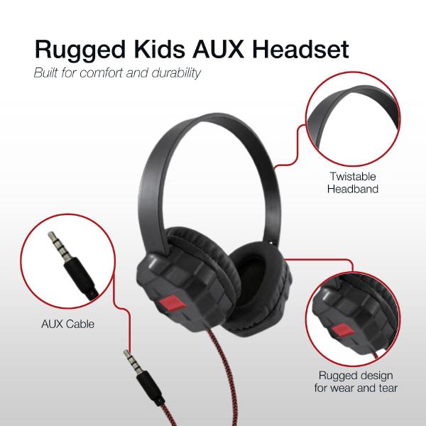 Shintaro Rugged Kids AUX Headsets for Smartphones, Tablets & PC - Twistable Headband, Durable, Ad... - Image 3