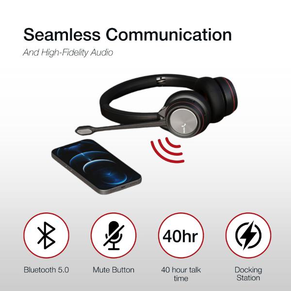 Shintaro  Wireless Headset with Mic - Noise Cancelling, Dual Device Connectivity, 30m Range, 40 H... - Image 4
