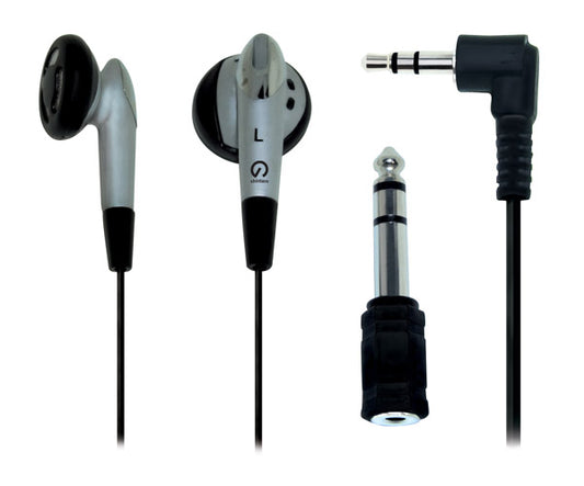 Shintaro Stereo Earphone Kit w/ 3.5mm to 6.5mm Adapter, 1.2m Cable, and Earphone Sponges | Compatible with Audio Devices, Laptops, Phones, & Tablets