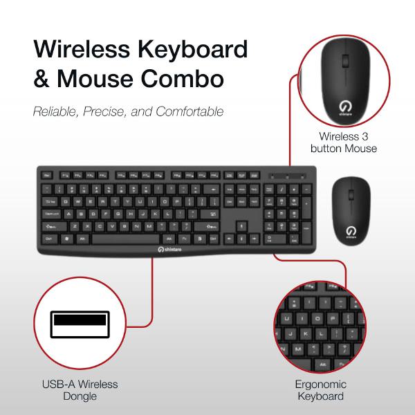 Shintaro Wireless Keyboard & Mouse Combo - Compact, Spill-Resistant, 10m Range, Precision Trackin... - Image 4