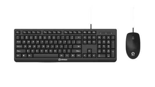Shintaro Wired Keyboard & Mouse Combo - Ergonomic Design, Spill-Resistant, USB Plug & Play, Comfo...