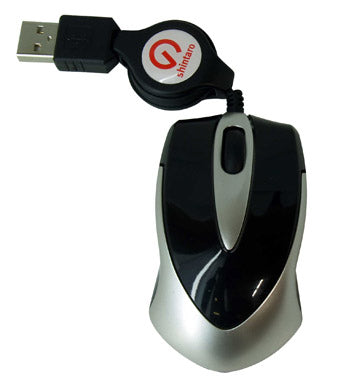 Shintaro Mini Optical Mouse with USB 2.0 & Retractable Cable - Compact & Ergonomic Design - Mice