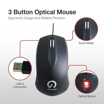 Shintaro 3 Button Optical Mouse with USB 2.0 & PS/2 Adapter - Ergonomic Design for Precision on A... - Image 6