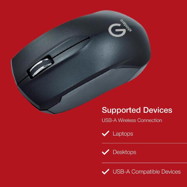 Shintaro 3 Button Wireless RF Mouse with USB 2.0 Dongle & 1600 DPI Precision - Ergonomic Optical Design